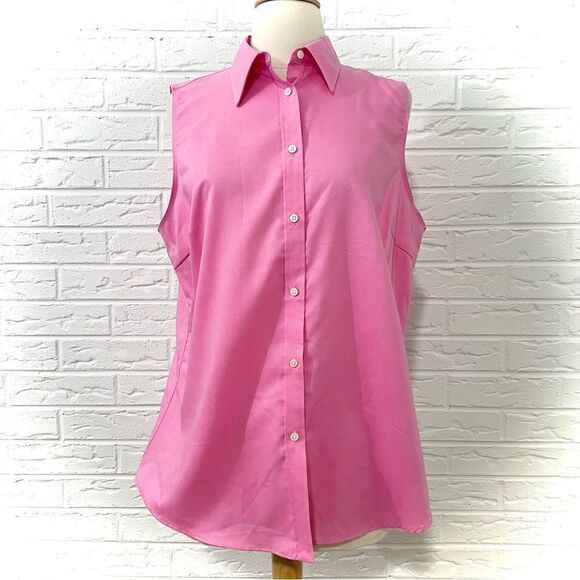 Lauren Ralph Lauren Tops - Lauren Ralph Lauren Pink Sleeveless Button Down Shirt NWT